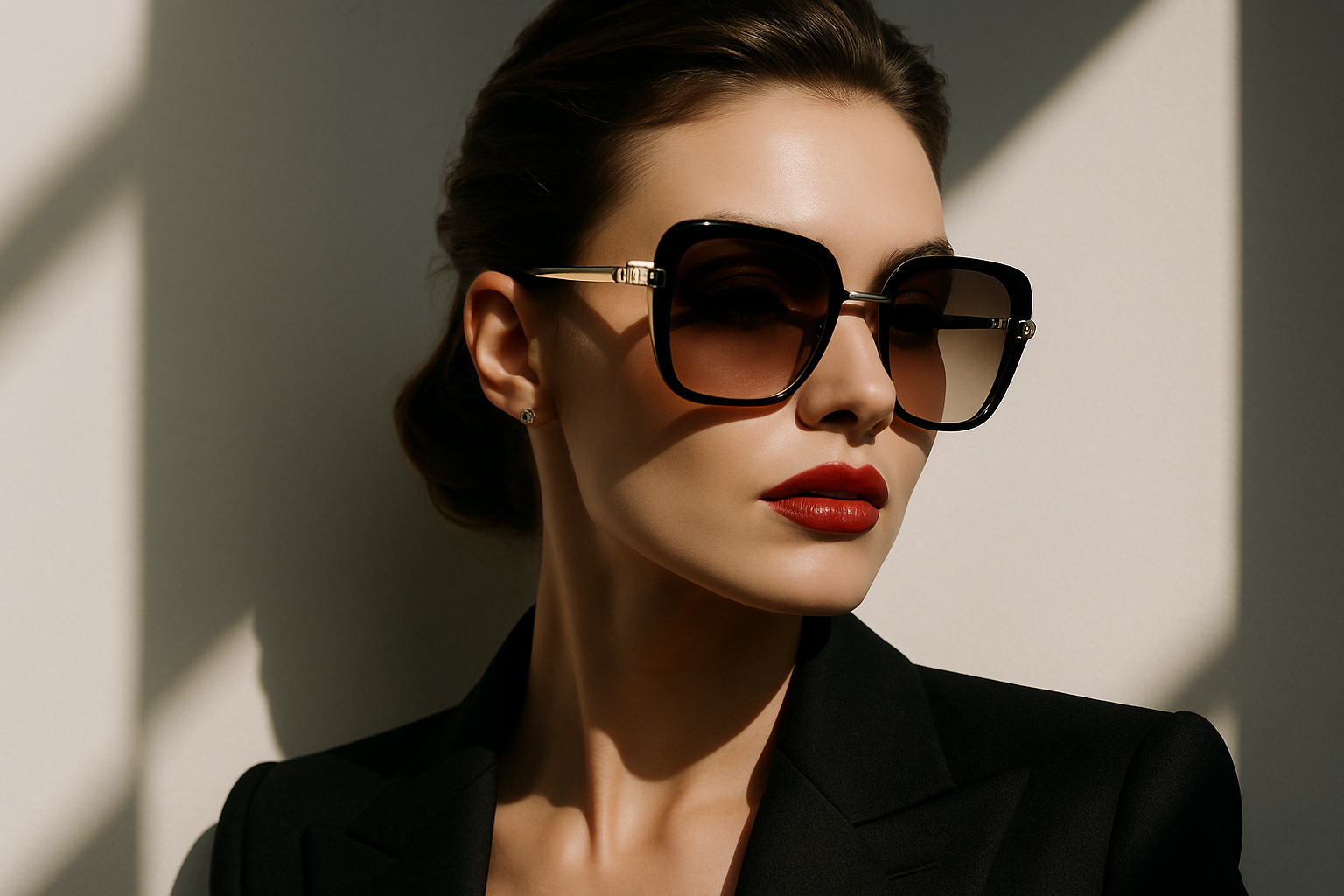 editorial model wearing designer sunglasses